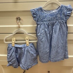 Blue Gingham Kids Matching Set